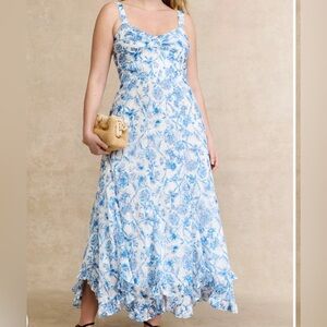 Hutch Blue White Floral Sophie Maxi Gown Dress Size 1X